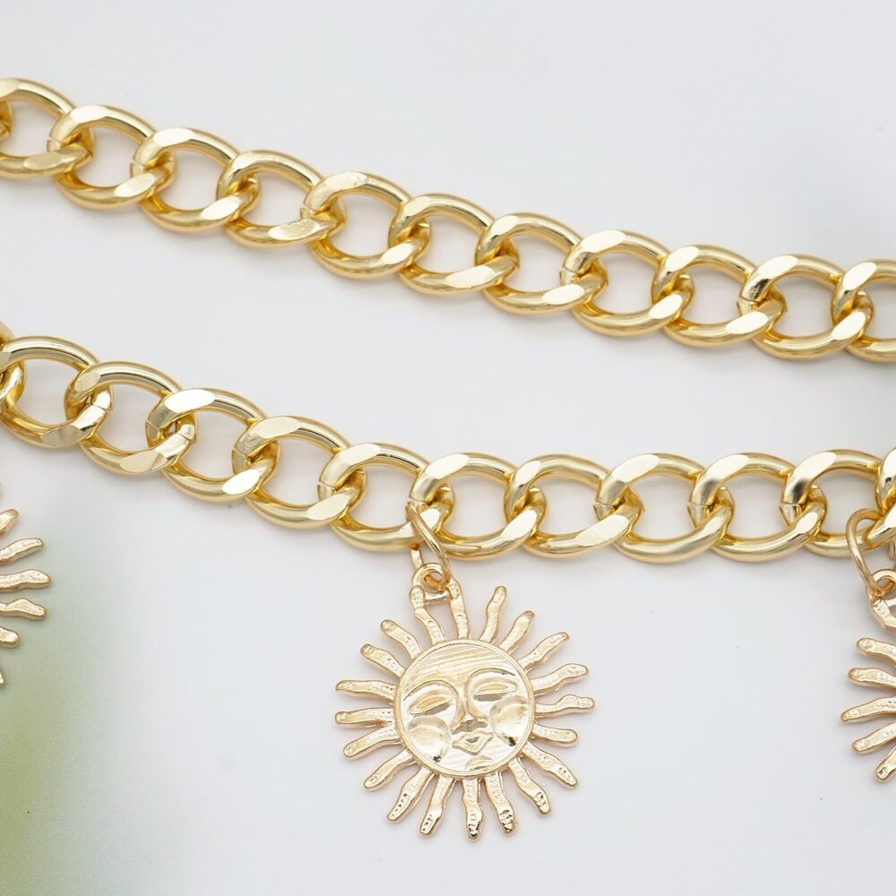 3266 Vintage Metal Leaf Pendant Body Chain Cross Pearl Multi-layer - Picture 6 of 7